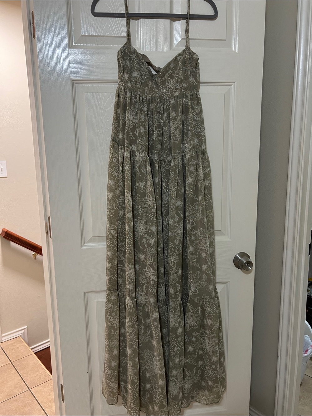 Women’s Olive Green Floral Maxi Dress